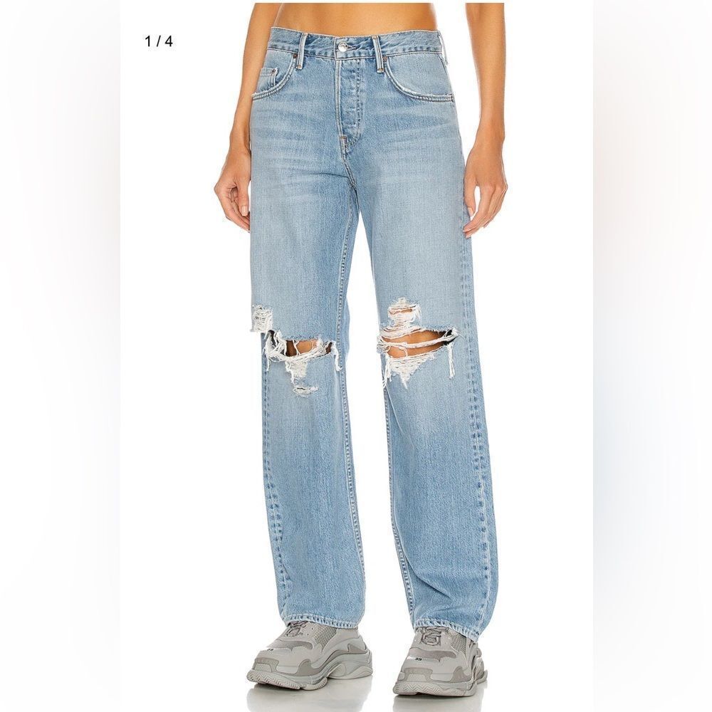 GRLFRND Bella low rise jeans baggy boyfriend distressed denim FWRD Revolve 27